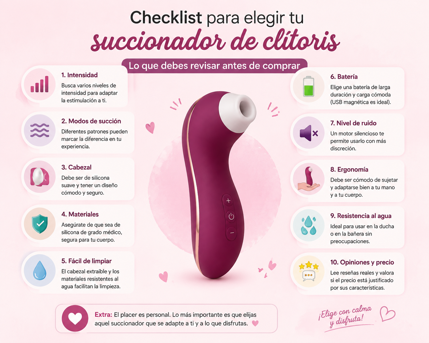 Checklist para elegir un succionador de clítoris